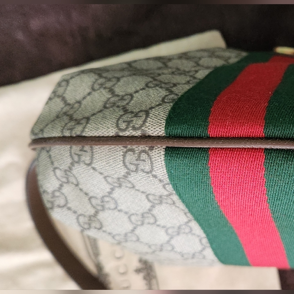 Gucci Ophidia GG Patterned Bag W/Red & Green Stripe 13X9 - Picture 10 of 16